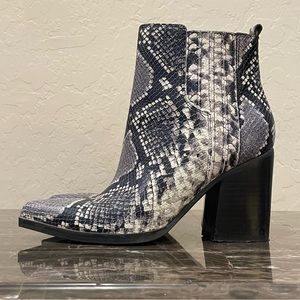 Marc Fisher Alva Snake Embossed Leather Ankle Boots